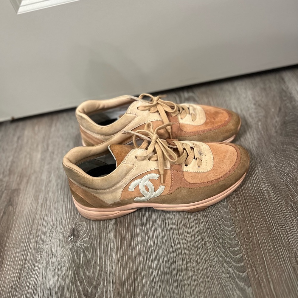Nylon Lambskin Suede Calfskin CC Sneakers 41 Pink